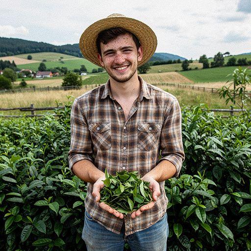 Starý kameň s čajovými listami, symbolizujúci tradičný proces fermentácie