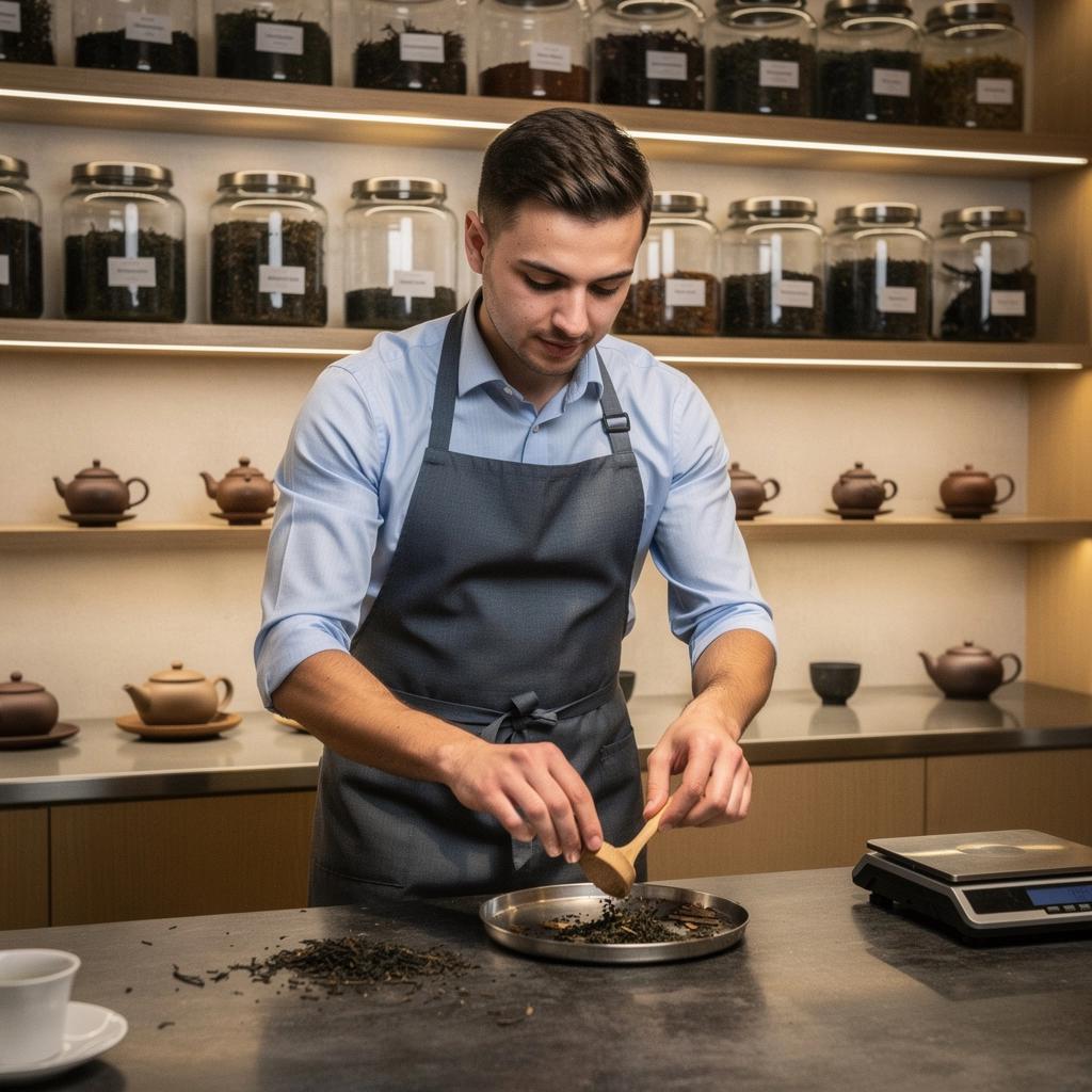 Čajová konvička s pu-erh čajom, ktorá sa pripravuje na servírovanie